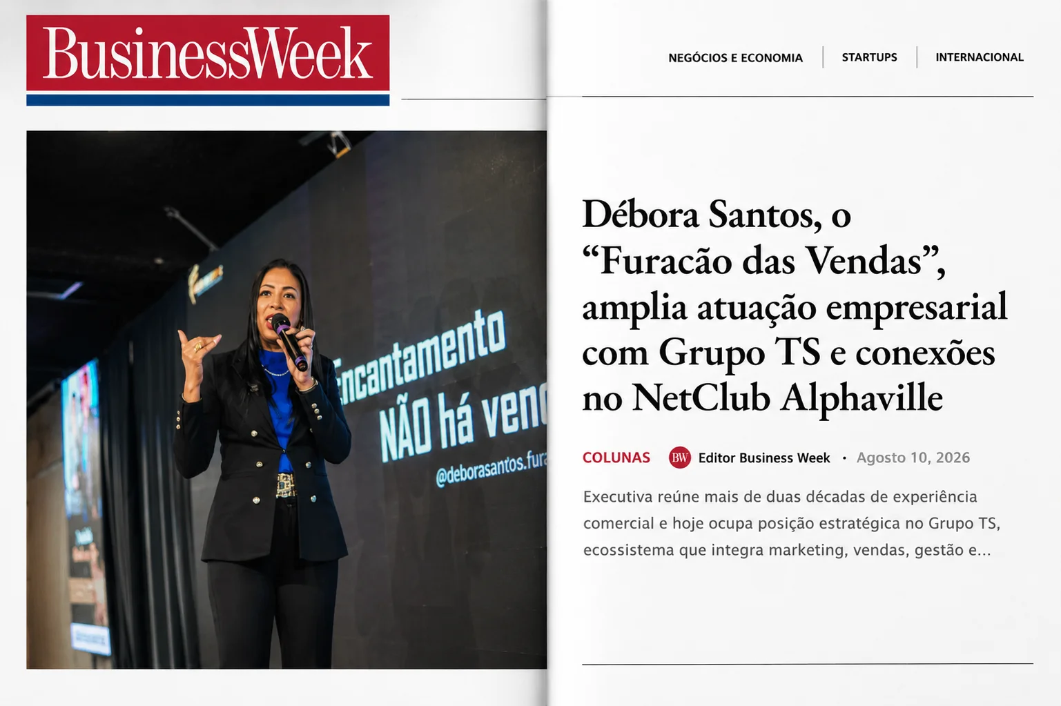 Matéria sobre Débora Santos publicada na BusinessWeek