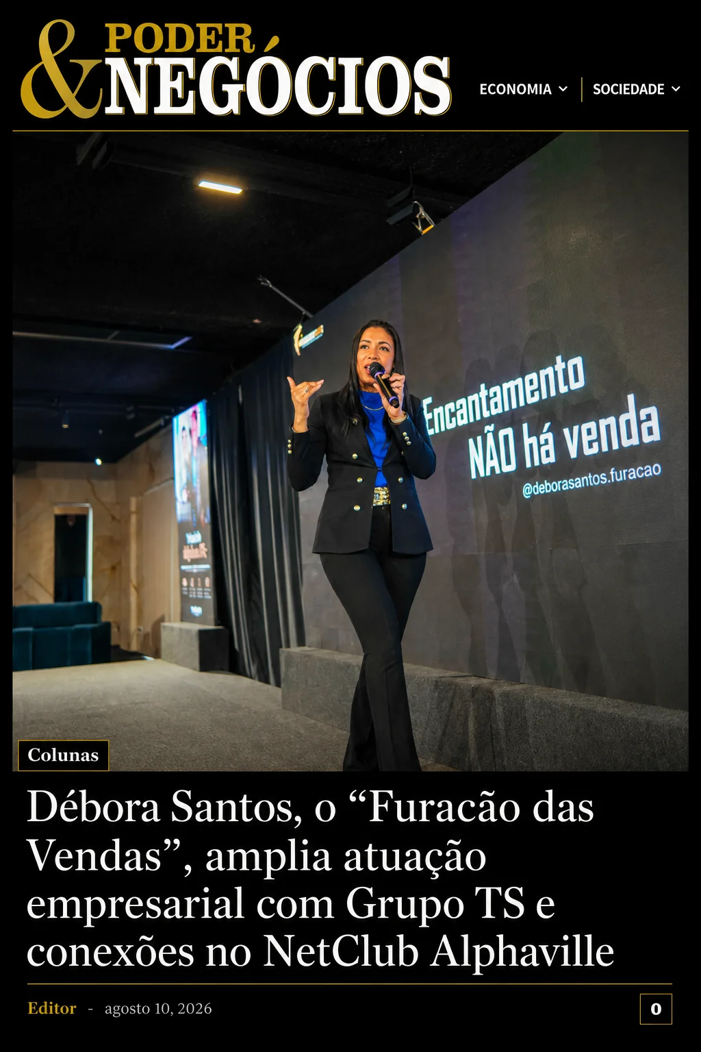 Matéria sobre Débora Santos publicada na Poder & Negócios