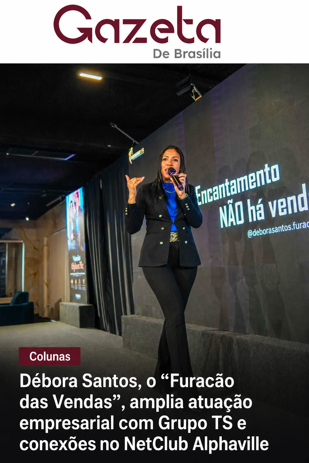 Matéria sobre Débora Santos publicada na Gazeta de Brasília